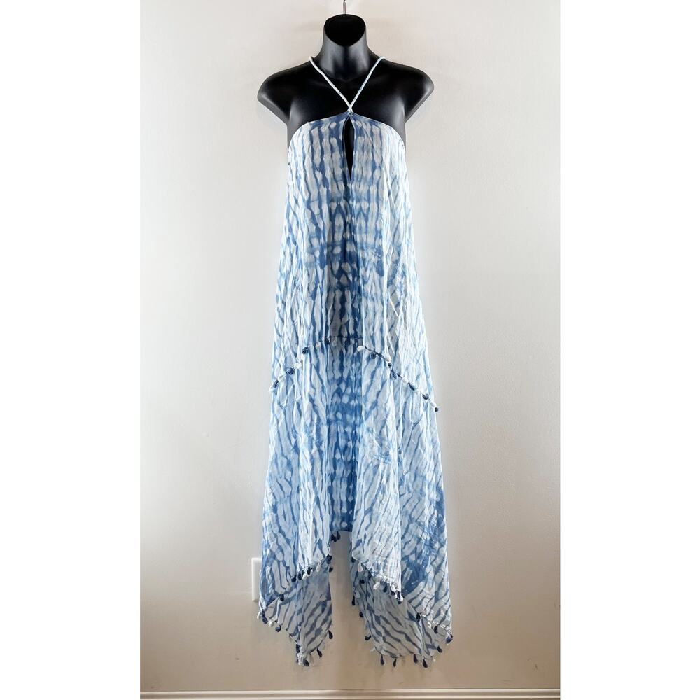 lovestitch Blue White Tie-Dye Maxi Dress